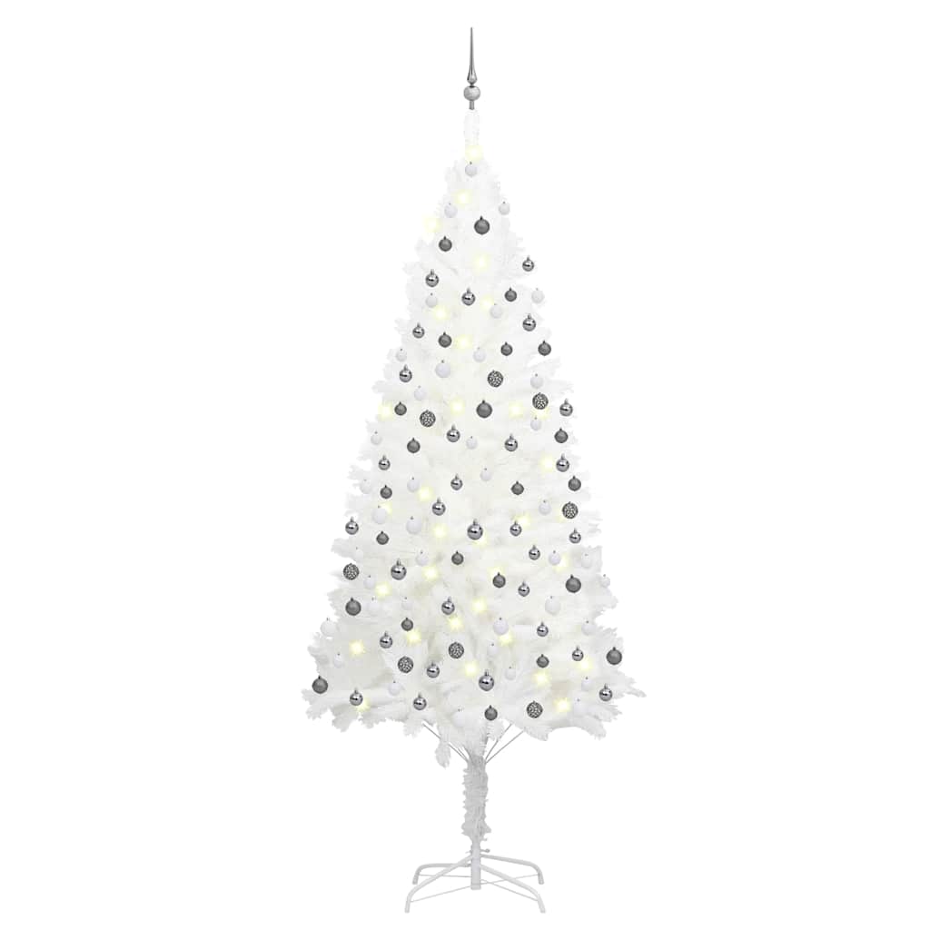 Artificial Pre-lit Christmas Tree with Ball Set 65 cm White 240 cm 100 cm