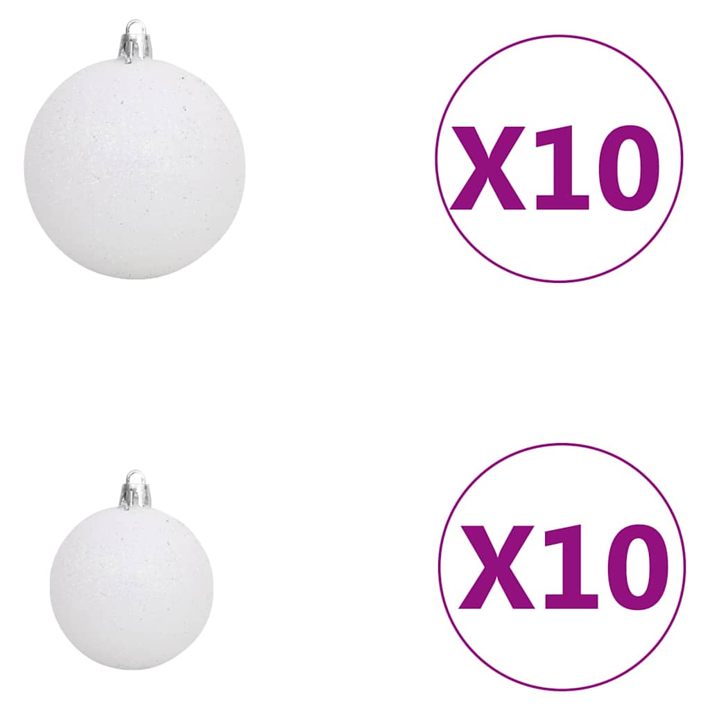 Artificial Pre-lit Christmas Tree with Ball Set 65 cm White 240 cm 100 cm