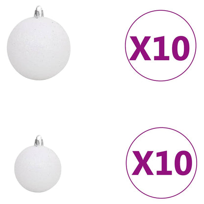 Artificial Pre-lit Christmas Tree with Ball Set 65 cm White 240 cm 100 cm