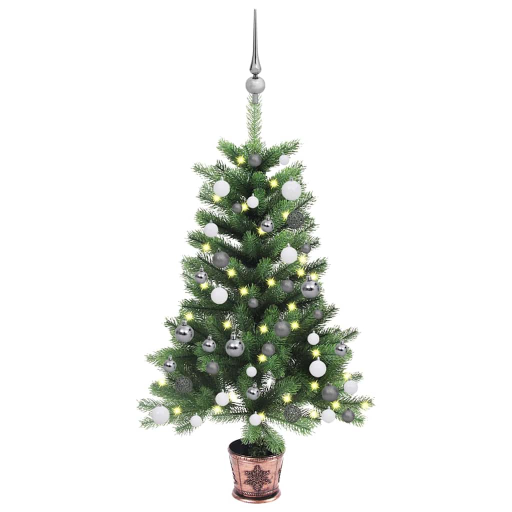 Christmas Tree Green 65 cm PE Length 45 cm with 61 white/grey balls