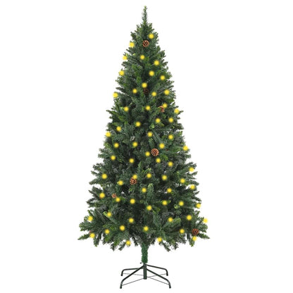 Artificial Pre-lit Christmas Tree with Pine Cones 150 cm Green 180 cm 104 cm
