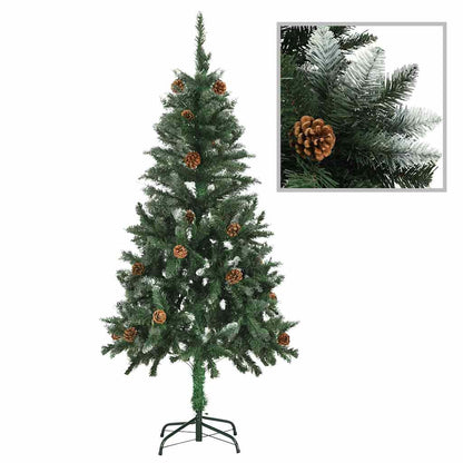 Artificial Pre-lit Christmas Tree with Pine Cones 150 cm Green and white 150 cm 89 cm