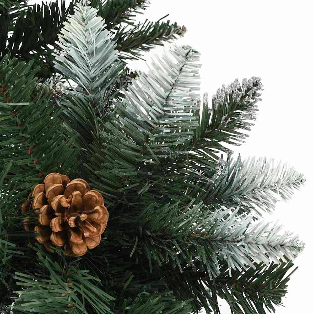 Artificial Pre-lit Christmas Tree with Pine Cones 150 cm Green and white 150 cm 89 cm