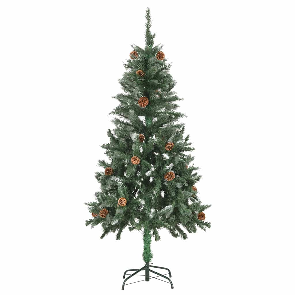 Artificial Pre-lit Christmas Tree Ball Set Pine Cones 210 cm White and rose 150 cm 89 cm