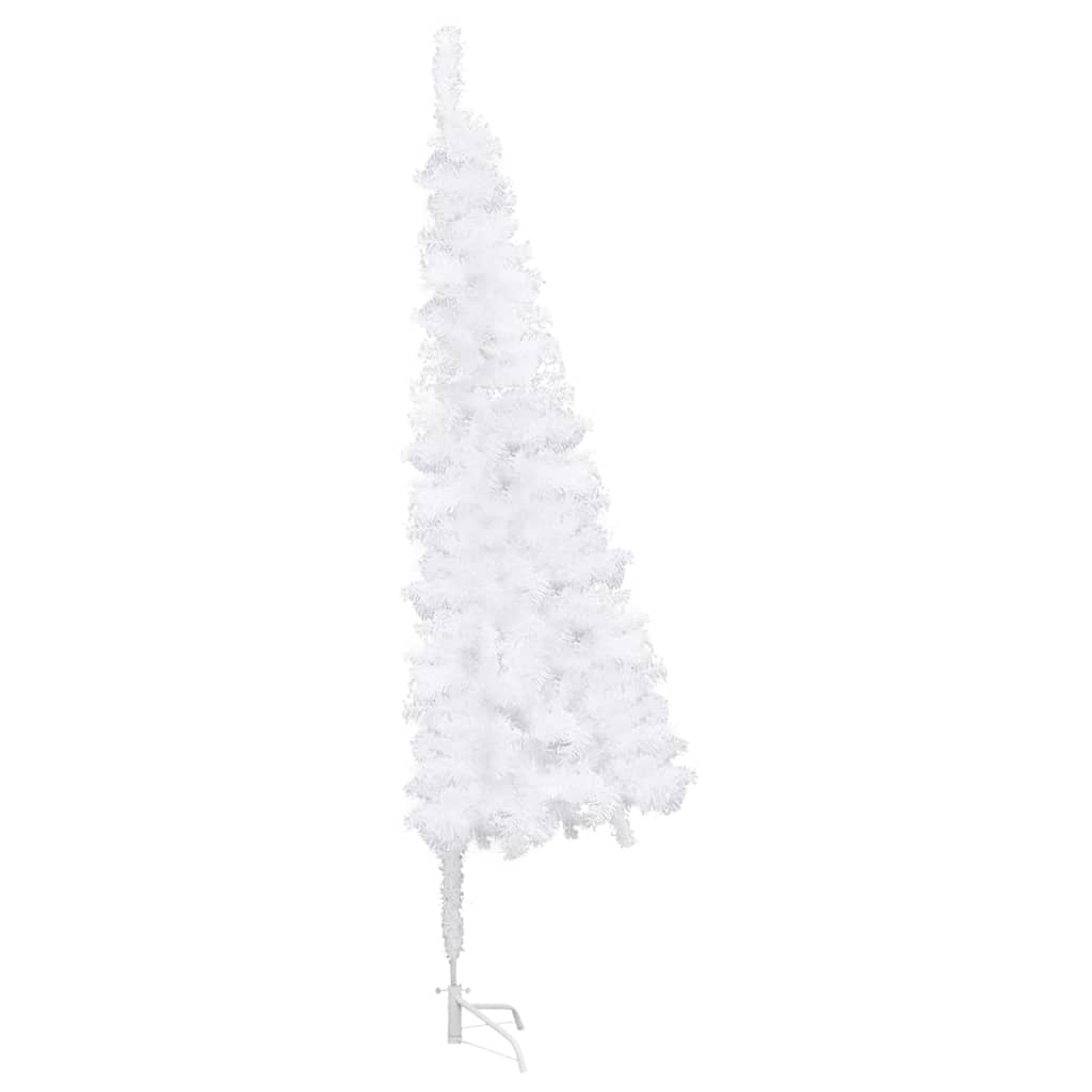 vidaXL Corner Artificial Christmas Tree LEDs&Ball Set White 210 cm PVC