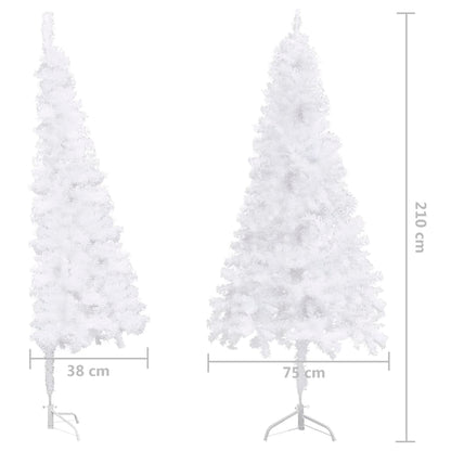 vidaXL Corner Artificial Christmas Tree LEDs&Ball Set White 210 cm PVC