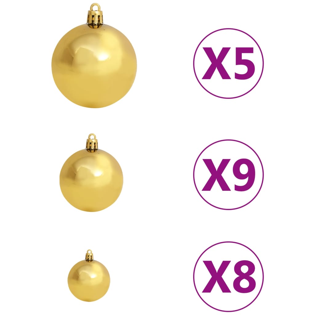 vidaXL Corner Artificial Christmas Tree LEDs&Ball Set White 210 cm PVC