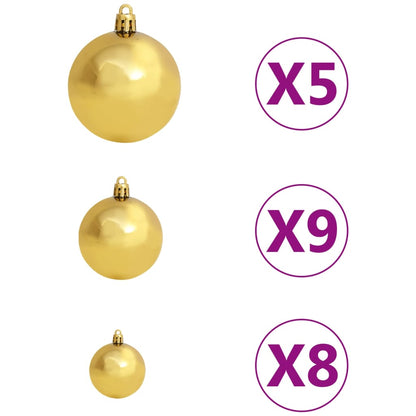 vidaXL Corner Artificial Christmas Tree LEDs&Ball Set White 210 cm PVC