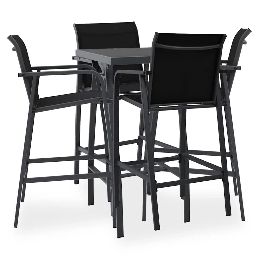 vidaXL 5 Piece Garden Bar Set Black 1