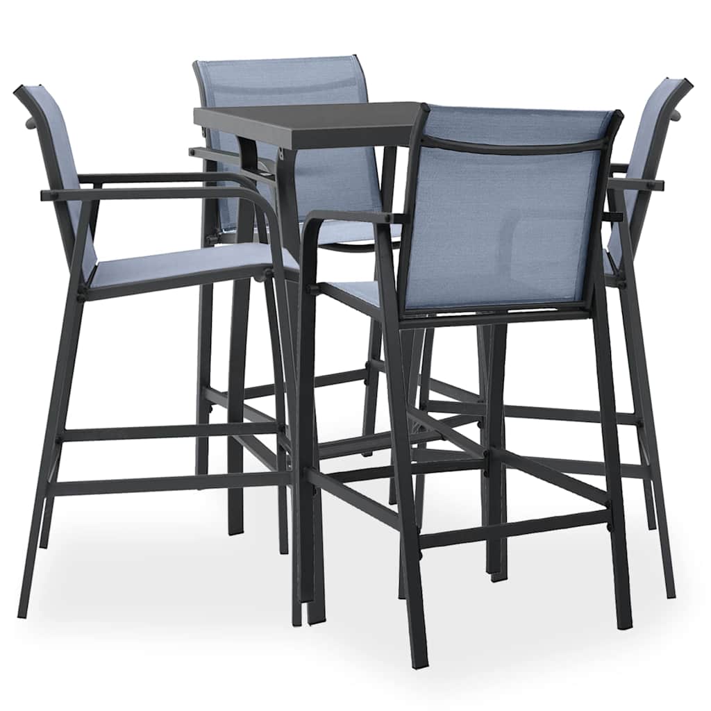 vidaXL 5 Piece Garden Bar Set Black and Grey 1