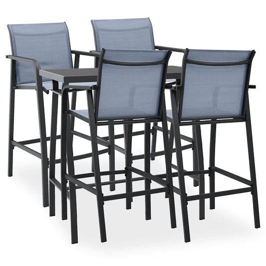 vidaXL 5 Piece Garden Bar Set Black and Grey 1
