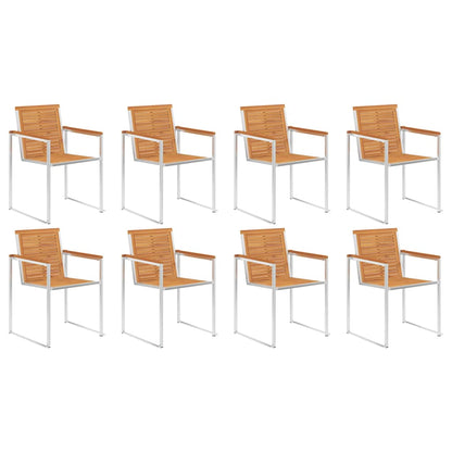 vidaXL Garden Chairs 8 pcs Solid Acacia Wood and Stainless Steel 1