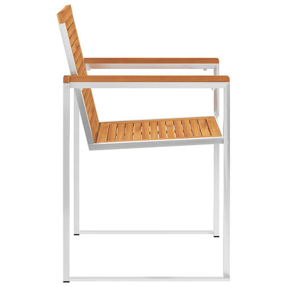 vidaXL Garden Chairs 8 pcs Solid Acacia Wood and Stainless Steel 4