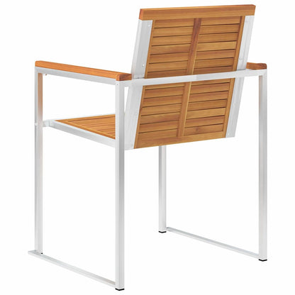 vidaXL Garden Chairs 8 pcs Solid Acacia Wood and Stainless Steel 5