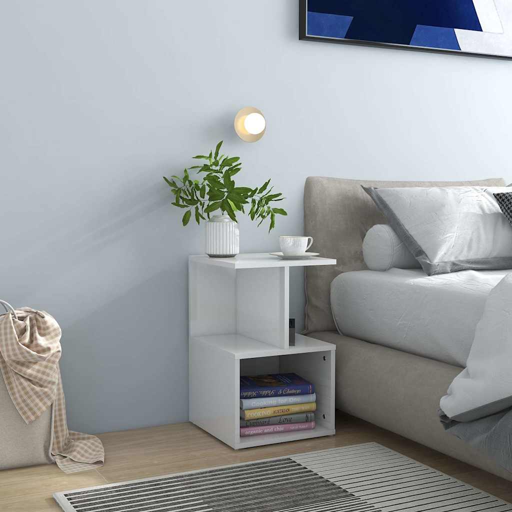 Bedside Cabinets 35x35x55 cm Engineered Wood 2 pcs High gloss white