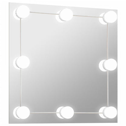 vidaXL Wall Mirror with LED Lights Square Glass