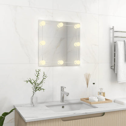 vidaXL Wall Mirror with LED Lights Square Glass