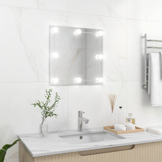 vidaXL Wall Mirror with LED Lights Square Glass