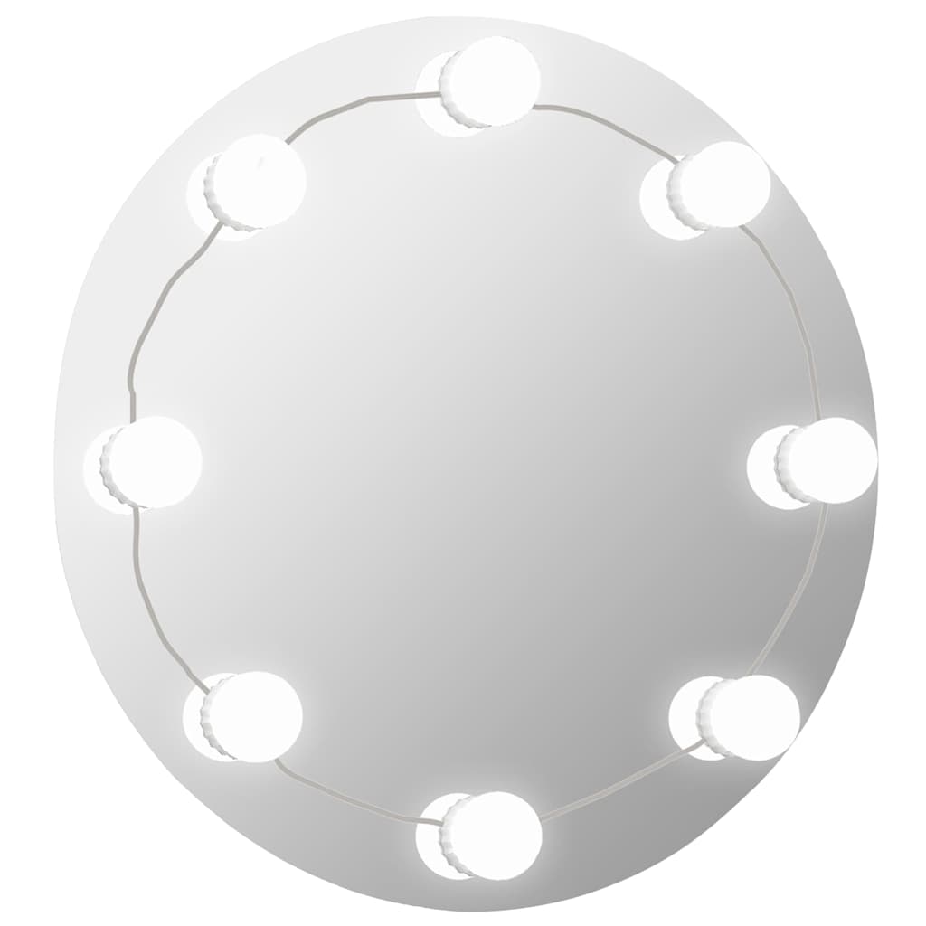 Wall Mirror with LED Lights Round Glass Φ 60 cm