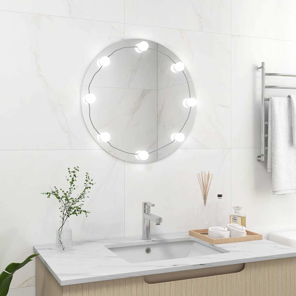 Wall Mirror with LED Lights Round Glass Φ 60 cm