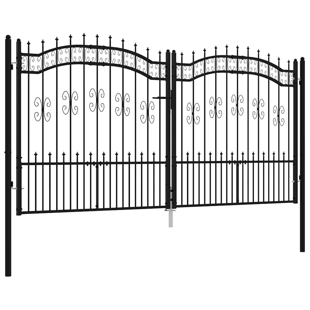 vidaXL Fence Gate "KAMPEN" with Spear Top Black 302x150 cm Steel 2