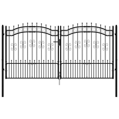 vidaXL Fence Gate "KAMPEN" with Spear Top Black 302x150 cm Steel 3