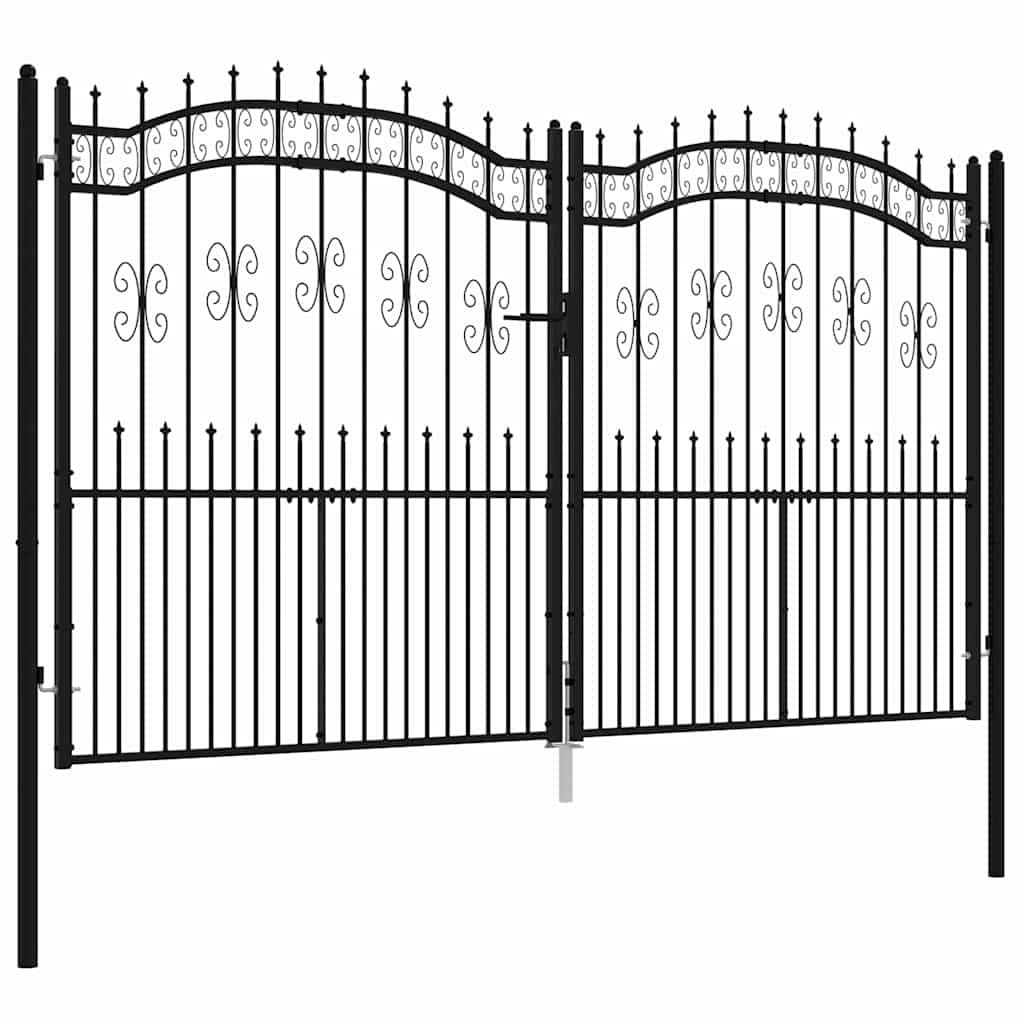 vidaXL Fence Gate "KAMPEN" with Spear Top Black 302x172 cm Steel 2