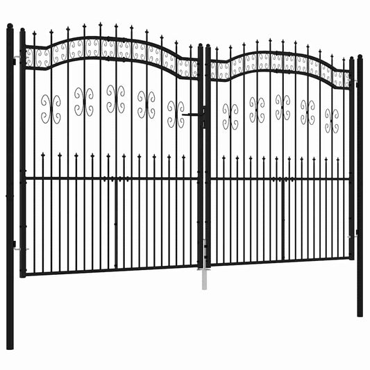 vidaXL Fence Gate "KAMPEN" with Spear Top Black 302x172 cm Steel 2