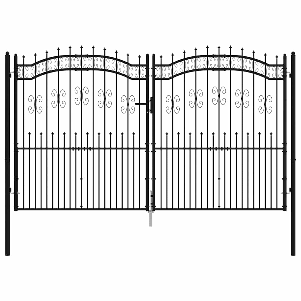 vidaXL Fence Gate "KAMPEN" with Spear Top Black 302x172 cm Steel 3