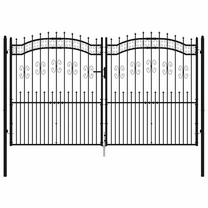 vidaXL Fence Gate "KAMPEN" with Spear Top Black 302x172 cm Steel 3
