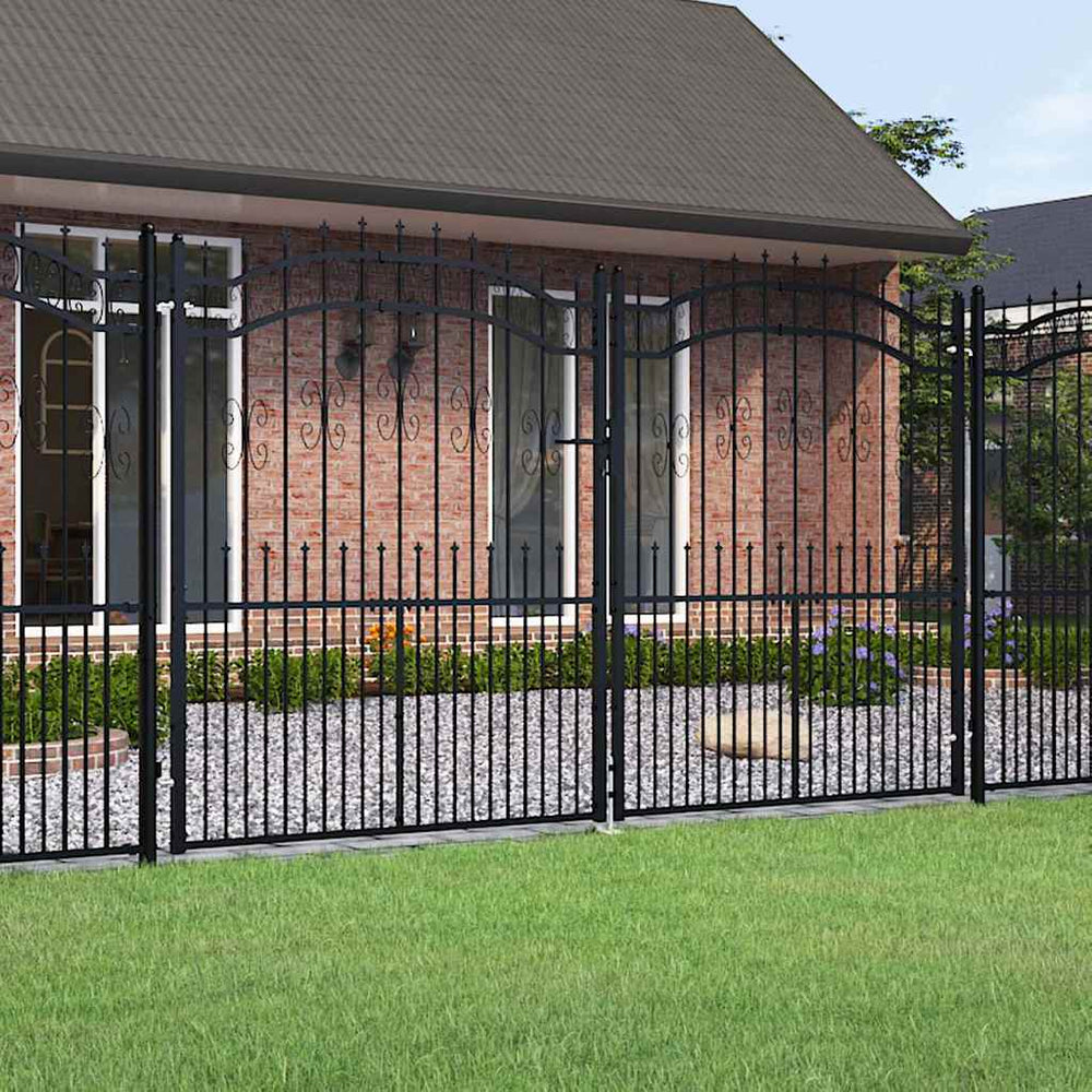 vidaXL Fence Gate "KAMPEN" with Spear Top Black 302x172 cm Steel