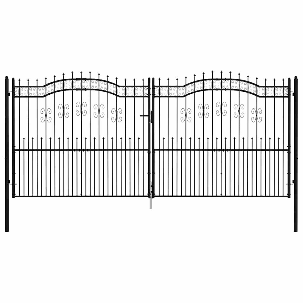 vidaXL Fence Gate "KAMPEN" with Spear Top Black 394,5x172 cm Steel 3