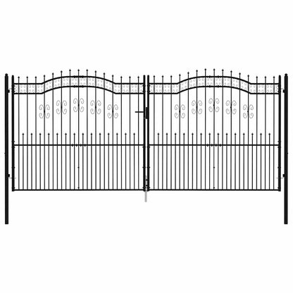 vidaXL Fence Gate "KAMPEN" with Spear Top Black 394,5x172 cm Steel 3