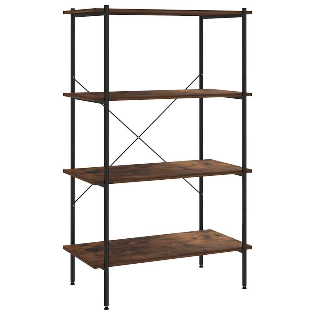 3-Tier Shelving Unit 80x40x92 cm Black and dark wood 130 cm