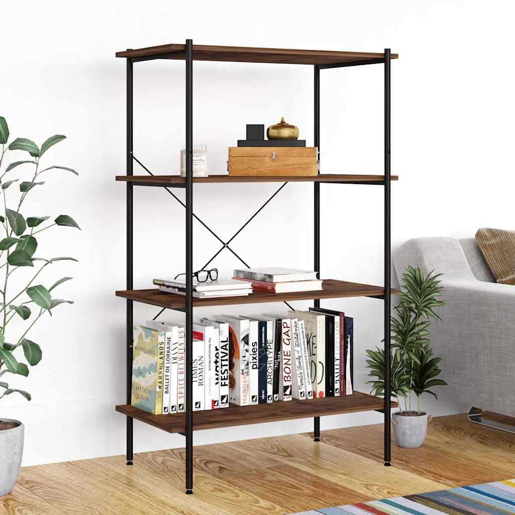 3-Tier Shelving Unit 80x40x92 cm Black and dark wood 130 cm