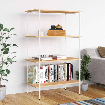 3-Tier Shelving Unit 80x40x92 cm White and oak 130 cm