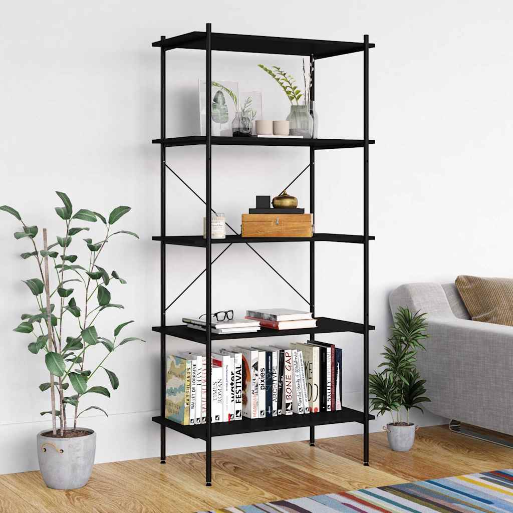 3-Tier Shelving Unit 80x40x92 cm Black 163 cm