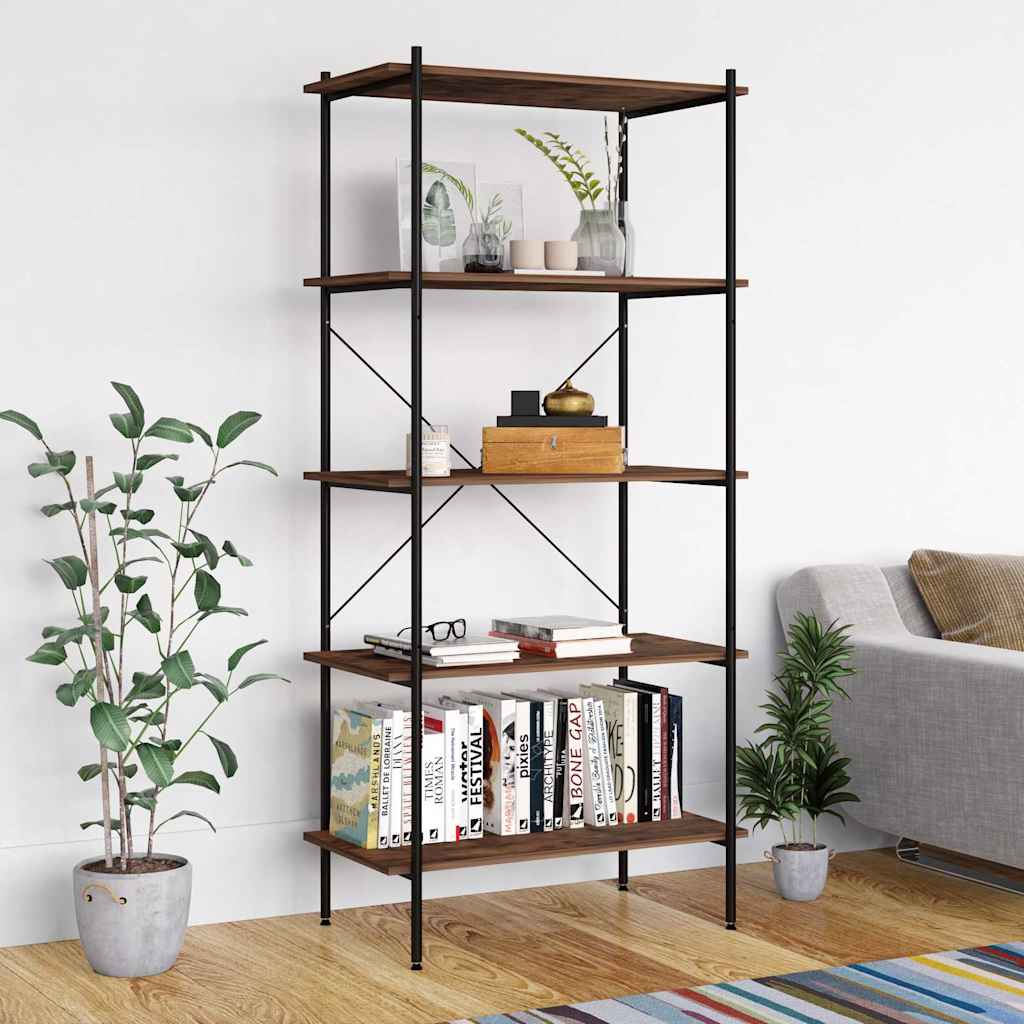 3-Tier Shelving Unit 80x40x92 cm Black and dark wood 163 cm