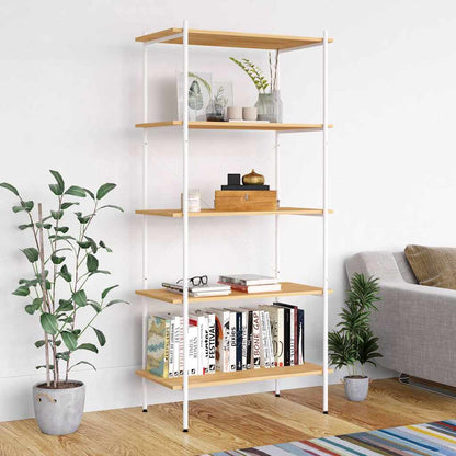3-Tier Shelving Unit 80x40x92 cm White and oak 163 cm