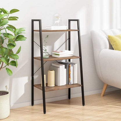 3-Tier Standing Shelf and Black 56x35x108 cm Dark brown 108 cm