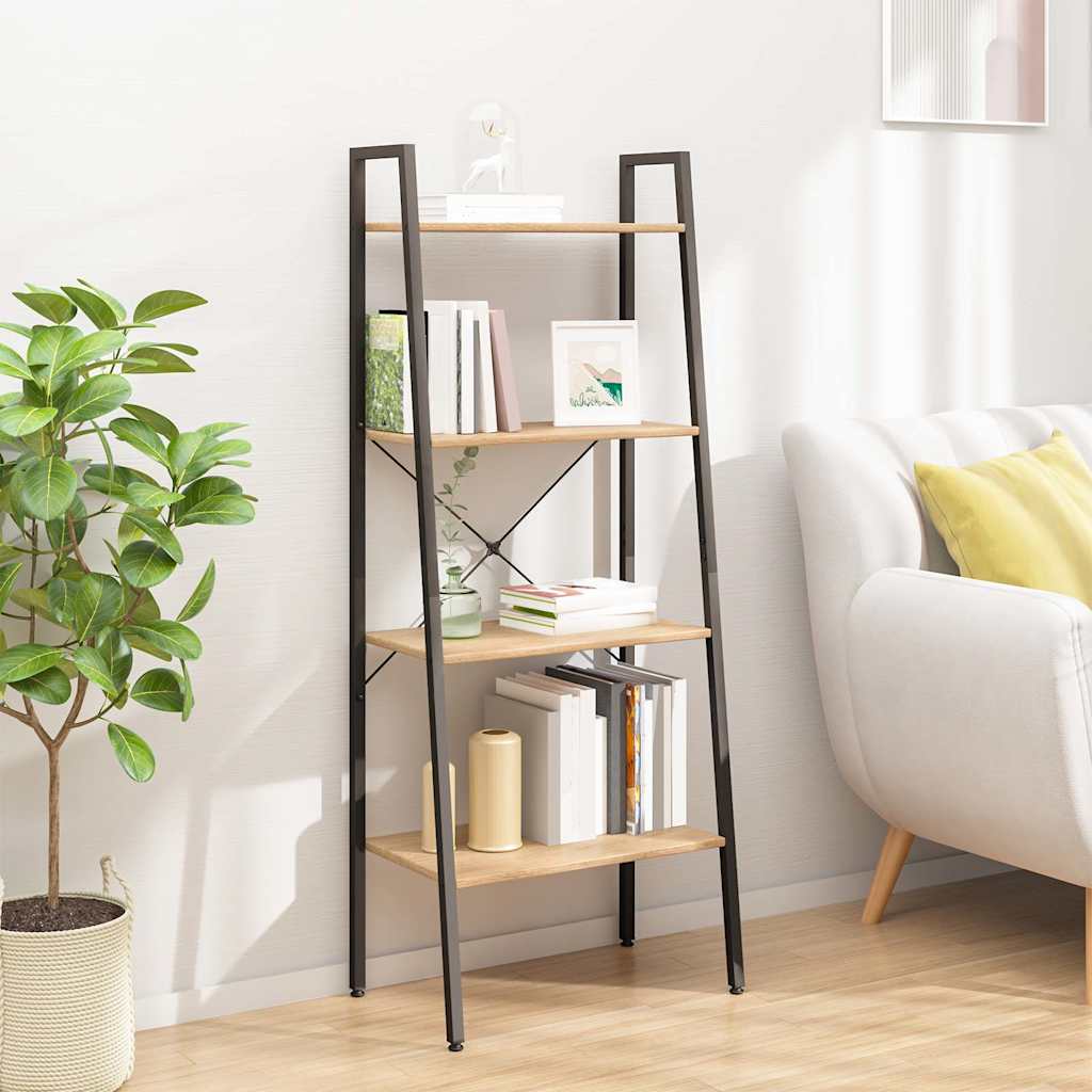 3-Tier Standing Shelf and Black 56x35x108 cm Light brown 140 cm
