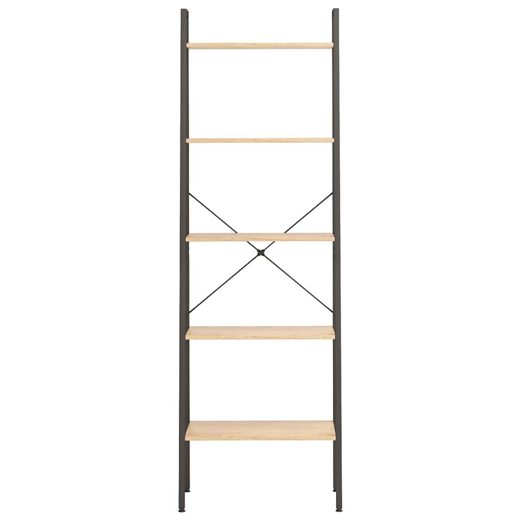3-Tier Standing Shelf and Black 56x35x108 cm Light brown 174 cm
