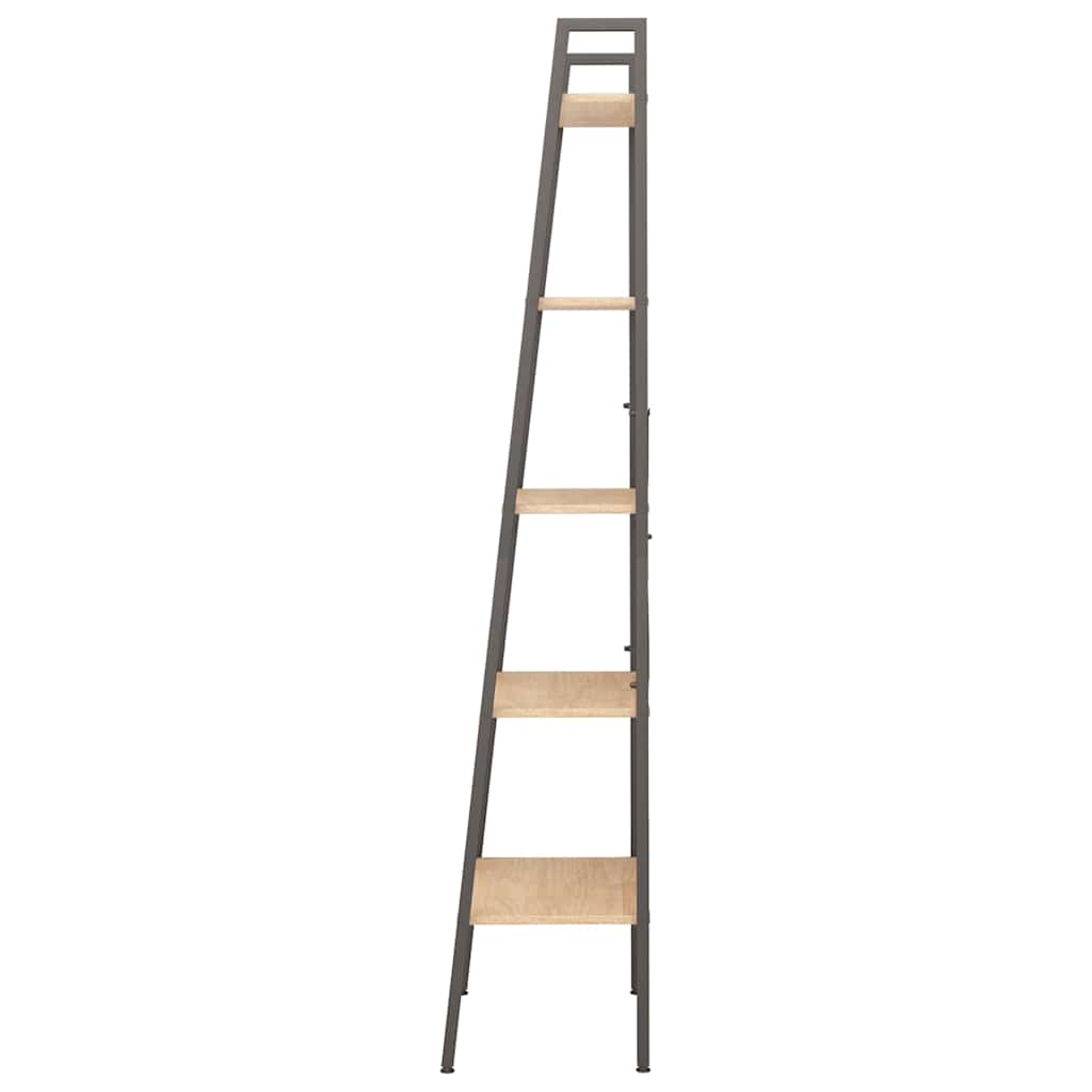 3-Tier Standing Shelf and Black 56x35x108 cm Light brown 174 cm