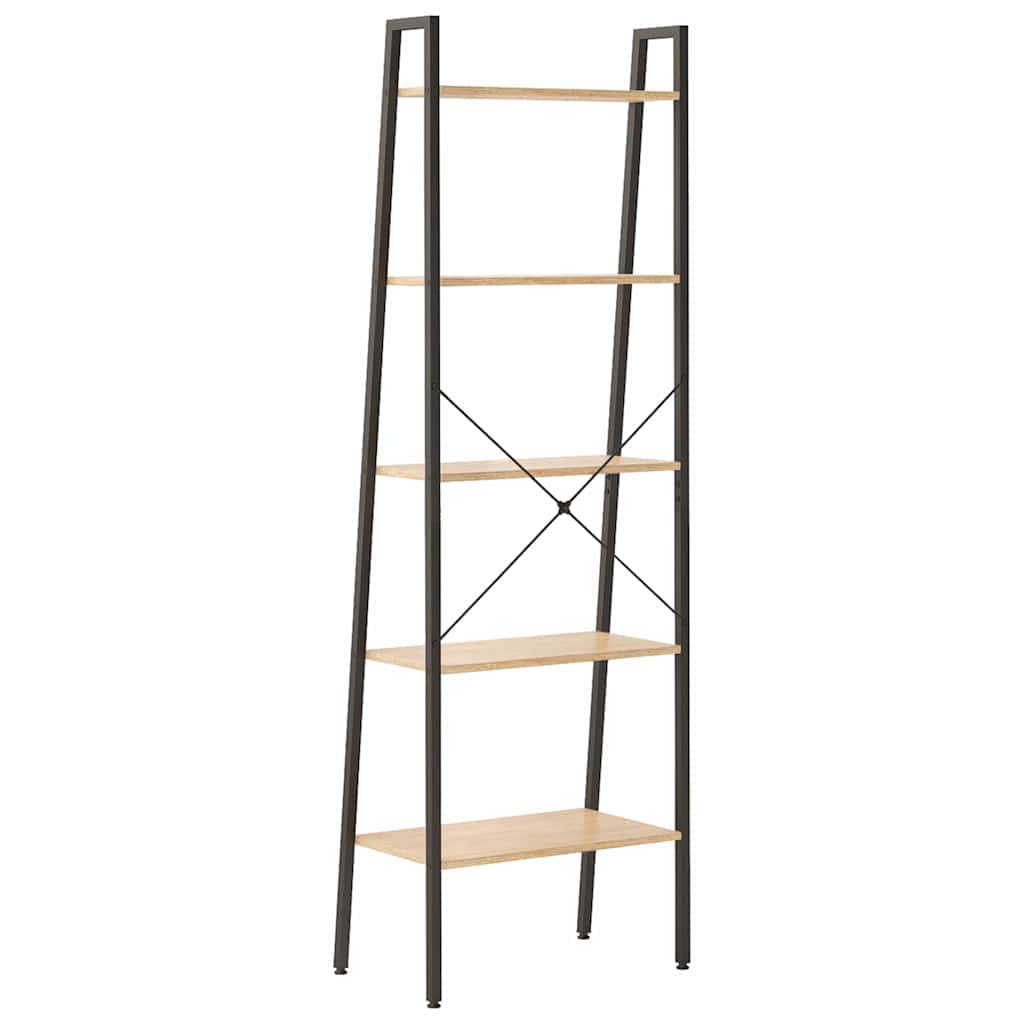 3-Tier Standing Shelf and Black 56x35x108 cm Light brown 174 cm