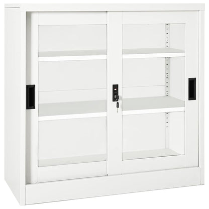 Sliding Door Cabinet 90x40x90 cm Steel White