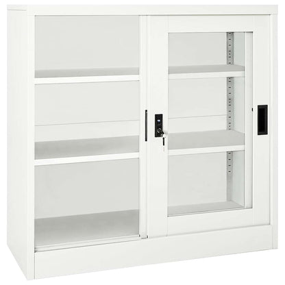 Sliding Door Cabinet 90x40x90 cm Steel White