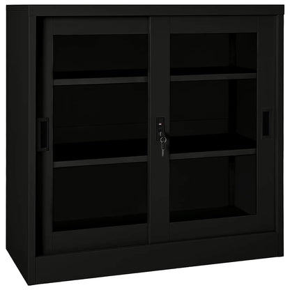 Sliding Door Cabinet 90x40x90 cm Steel Black