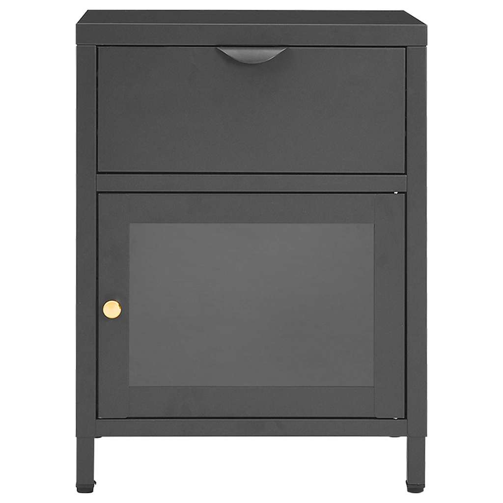 Nightstand 40x30x54,5 cm Steel and Glass Anthracite 1
