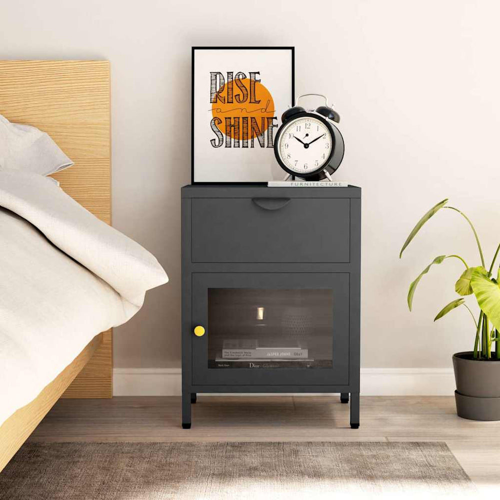 vidaXL Nightstand 40x30x54.5 cm Steel and Glass