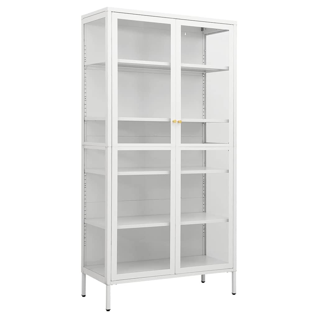 vidaXL Display Cabinet | White | Steel, Tempered Glass | Large | Display Cabinet 2